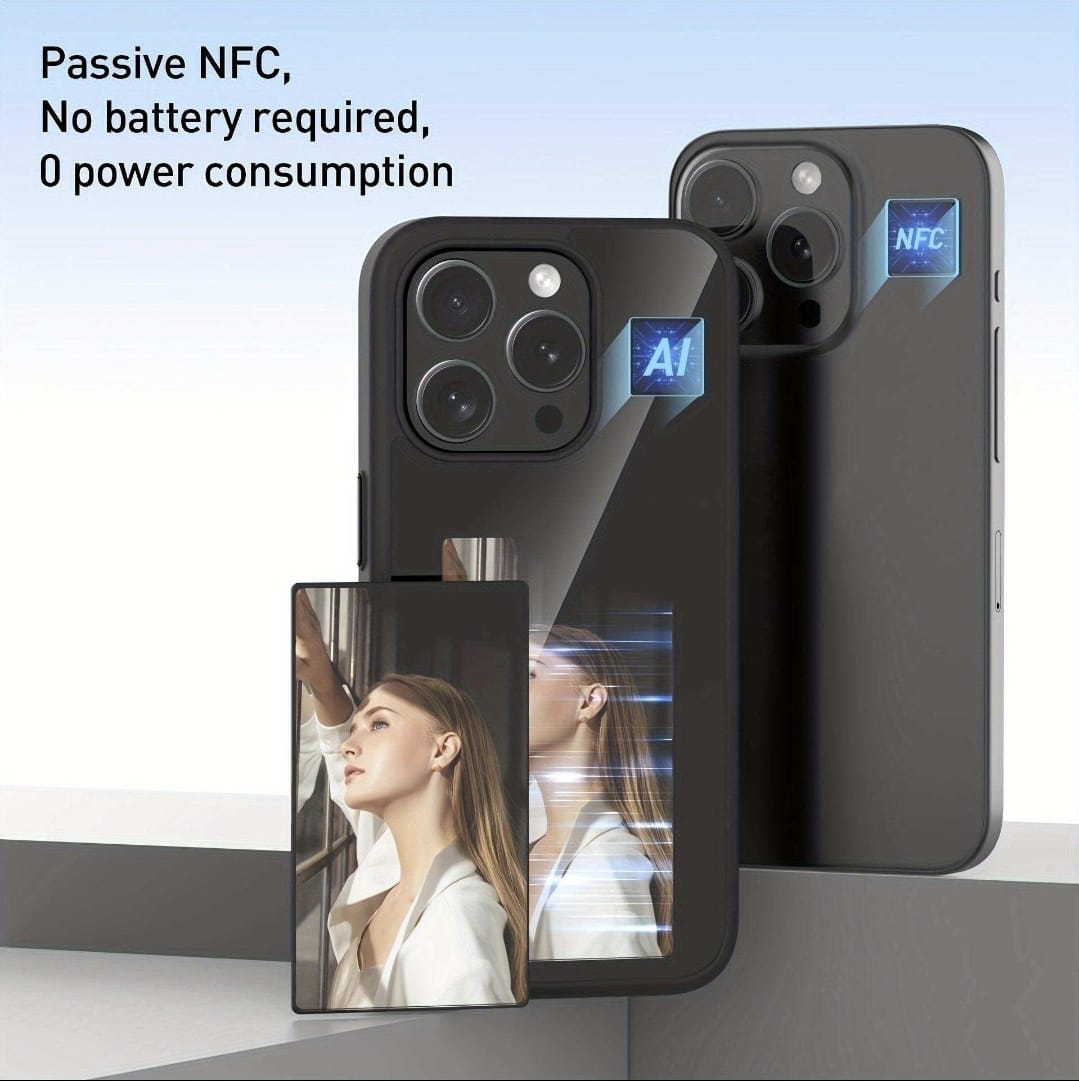 NFC Function DIY 4 Color E-ink Screen Phone Case For iPhone 16 Pro Max Black