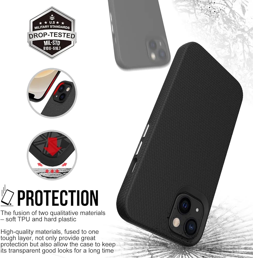 Triangle Texture Design Drop Tested Case For iPhone 16 Plus Black