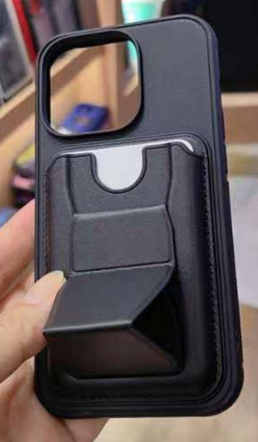 Back Card Slot Soft Case For iPhone 16 Pro 6.1' Black