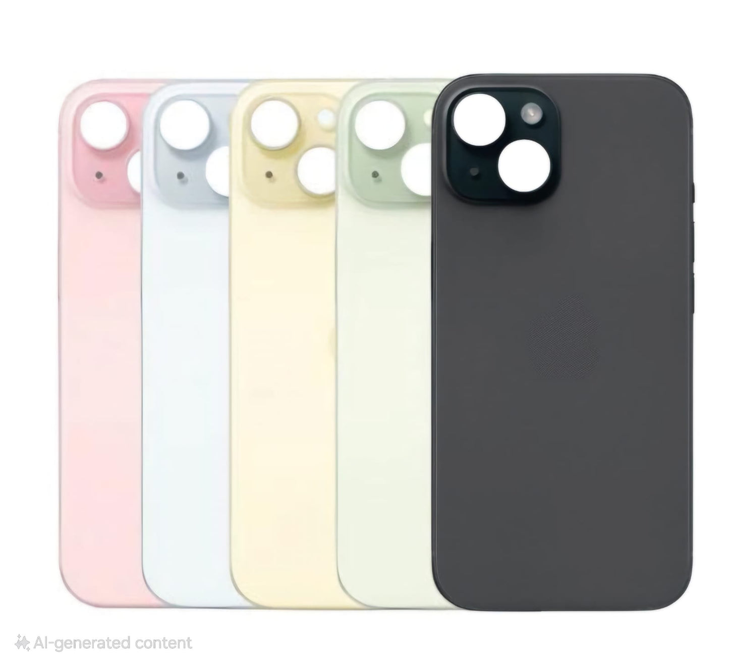 No Logo Back Glass For iPhone 15 6.1" Black (Big Cam Lens Hole)