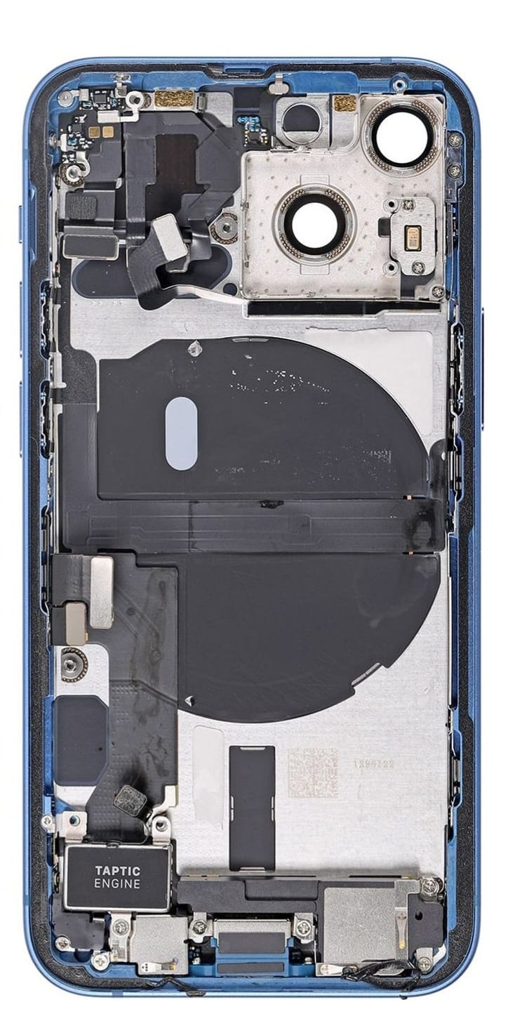 No Logo Back Housing iPhone 13 Blue With OEM Small Parts & NFC