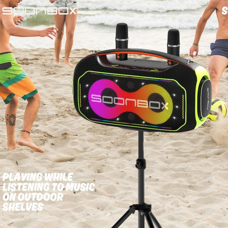 Soonbox High Power 200W Wireless Bluetooth Speaker with 2 Microphone and Stand