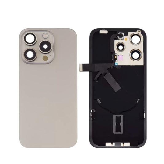No Logo Back Glass With Brackets and NFC Flex For iPhone 15 Pro Max Titanium