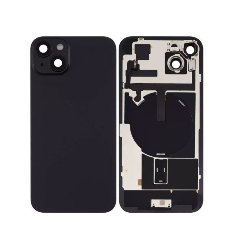No Logo Back Glass With Brackets and NFC Flex For iPhone 15 Plus Black