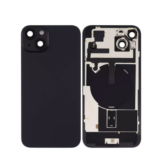 No Logo Back Glass With Brackets and NFC Flex For iPhone 15 Plus Black
