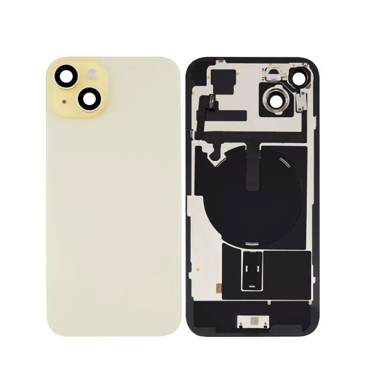 No Logo Back Glass With Brackets and NFC Flex For iPhone 15 Plus Yellow