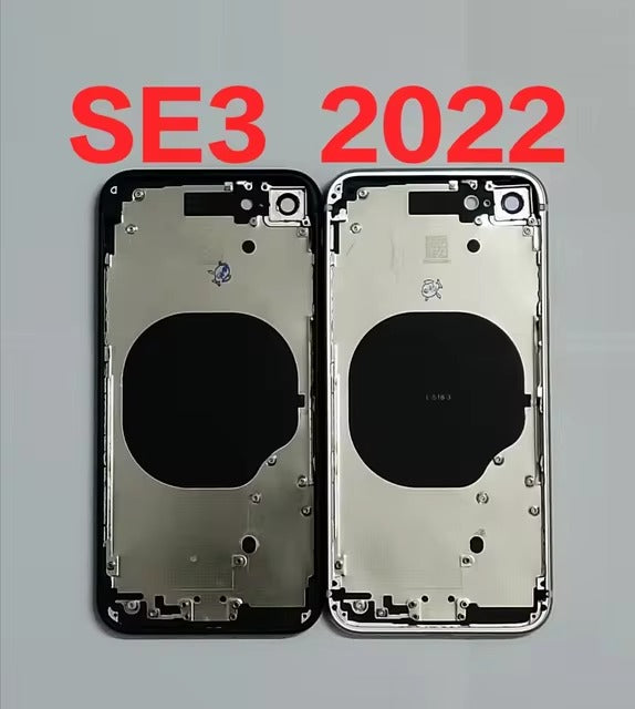 No Logo Middle Frame Back Housing With Glass iPhone SE 3rd Gen 2022 Black