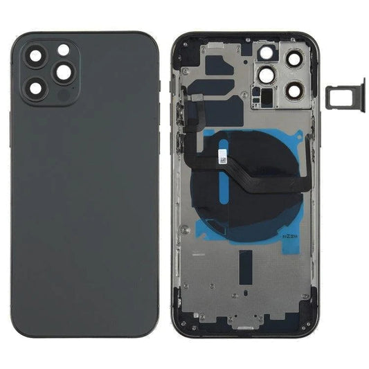 No Logo Back Housing For iPhone 12 Pro Max Black With Small Parts
