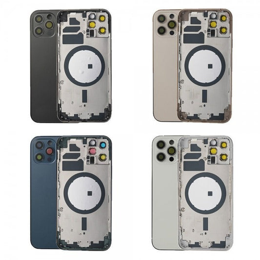No Logo Middle Frame Back Housing With Glass For iPhone 12 Pro Max Blue