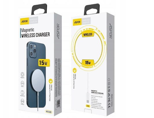 ASPOR A510 Magnetic Wireless Charger 15W USB C Cable