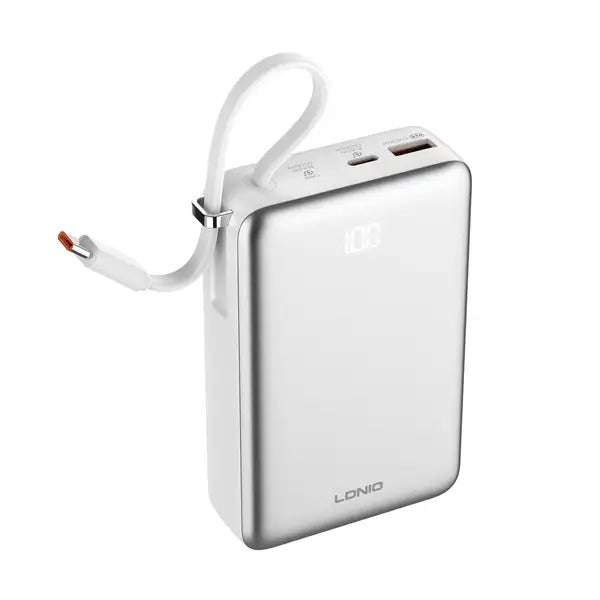 Ldnio PQ44 65W Wireless 20000mAh Power Bank Built-in USB-C Cable