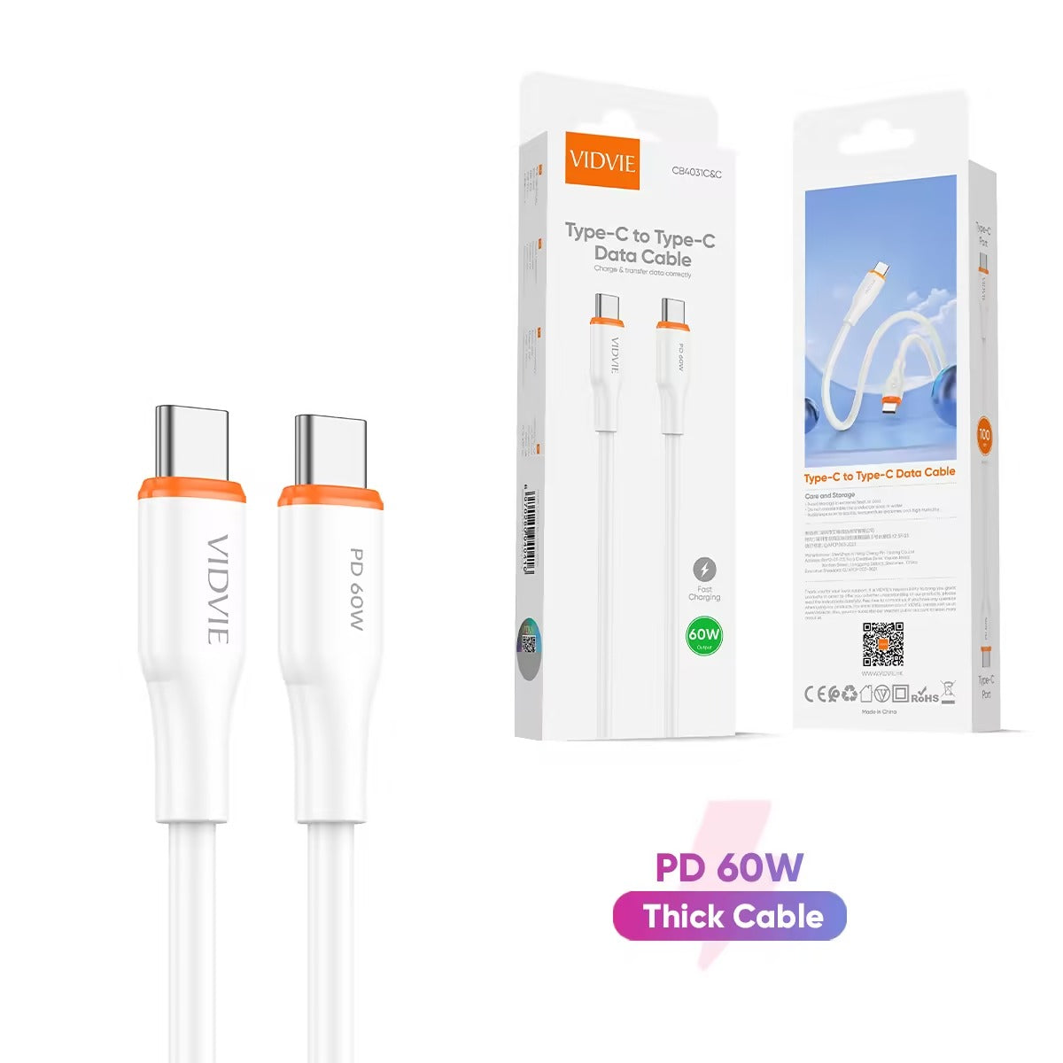 Vidvie CB4031 Type-C to Type-C Data Cable 1 Meter